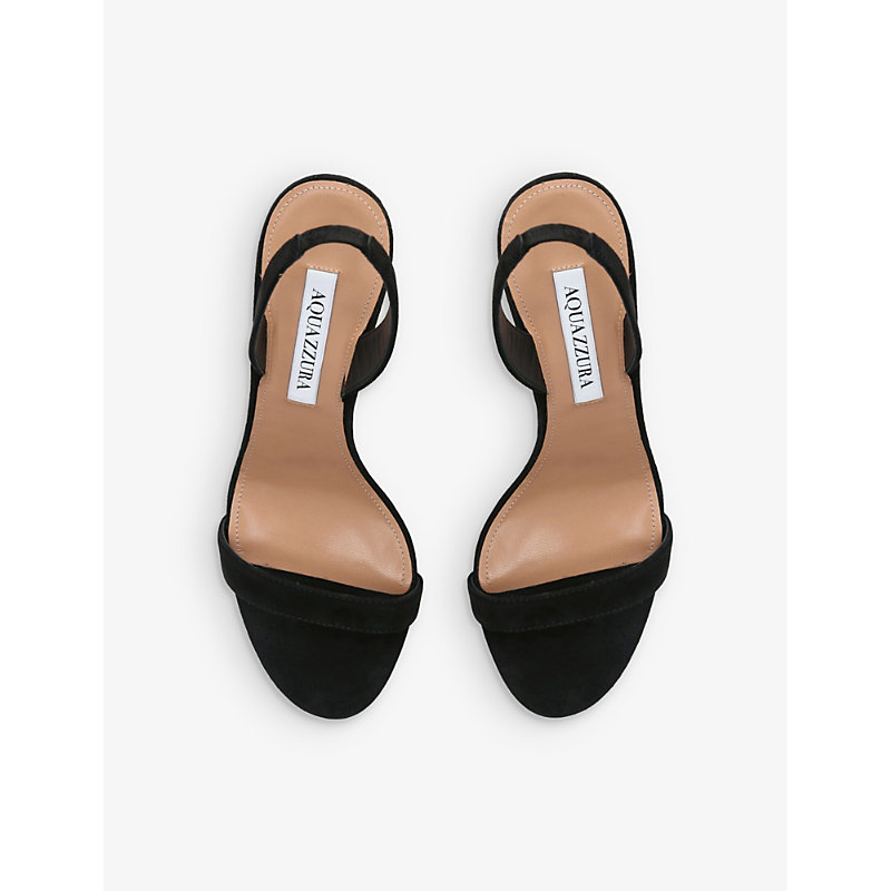 Shop Aquazzura Women's Black So Nude Round-toe Suede Heeled Sandals