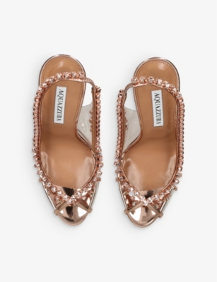 Aquazzura Temptation Crystal Decorated With High-heeled Sandals In Gold