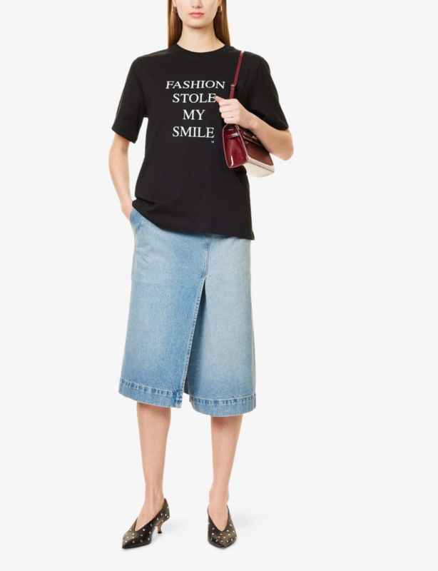 Fashion Stole My Smile slogan-print cotton-jersey T-shirt