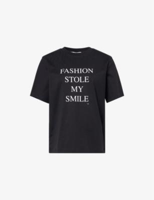 Fashion Stole My Smile slogan-print organic cotton-jersey T-shirt