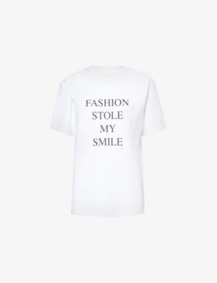 Victoria Beckham Womens White Fashion Stole My Smile Slogan-print Organic Cotton-jersey T-shirt