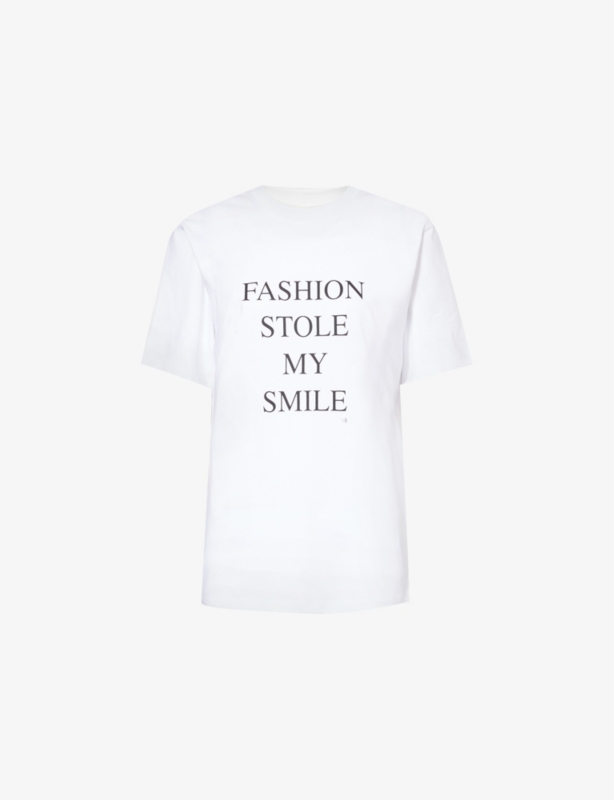 Fashion Stole My Smile slogan-print cotton-jersey T-shirt