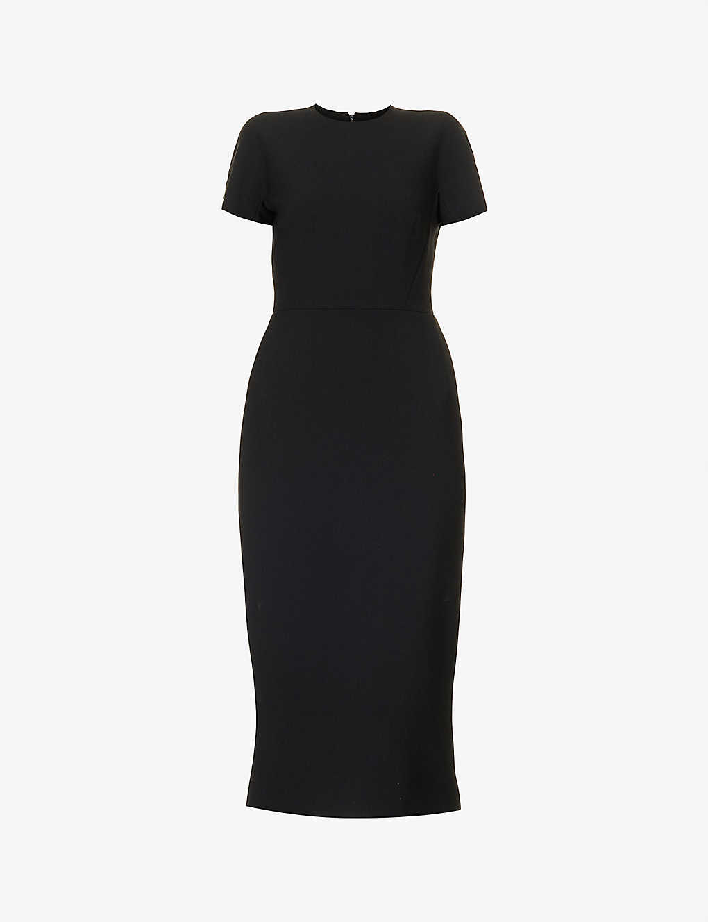 Victoria Beckham Womens Black Slim-fit Round-neck Stretch-woven Midi Dress