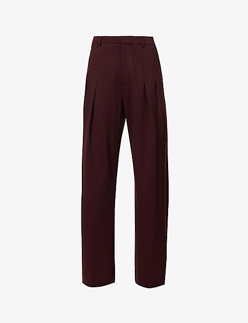 VICTORIA BECKHAM: Pleated straight-leg high-rise stretch-jersey trousers