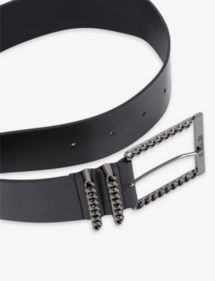 THE KOOPLES: Chain-embellished logo-embossed leather belt