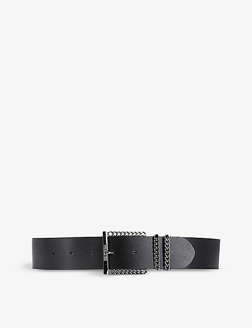 THE KOOPLES: Chain-embellished logo-embossed leather belt