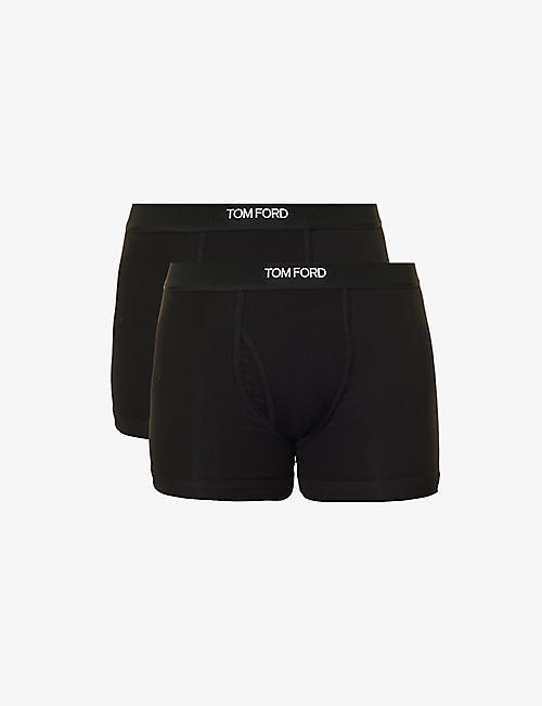 TOM FORD: Pack of two logo-waistband stretch-cotton boxers