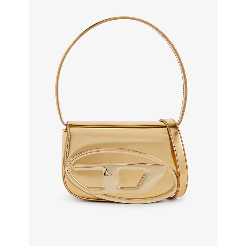 Diesel Womens Gold 1dr Leather Shoulder Bag