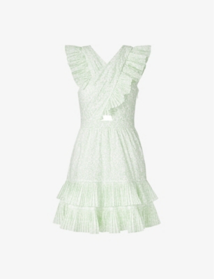 By Malina Womens Floral Mist Mint Fay Frill Cotton Mini Dress