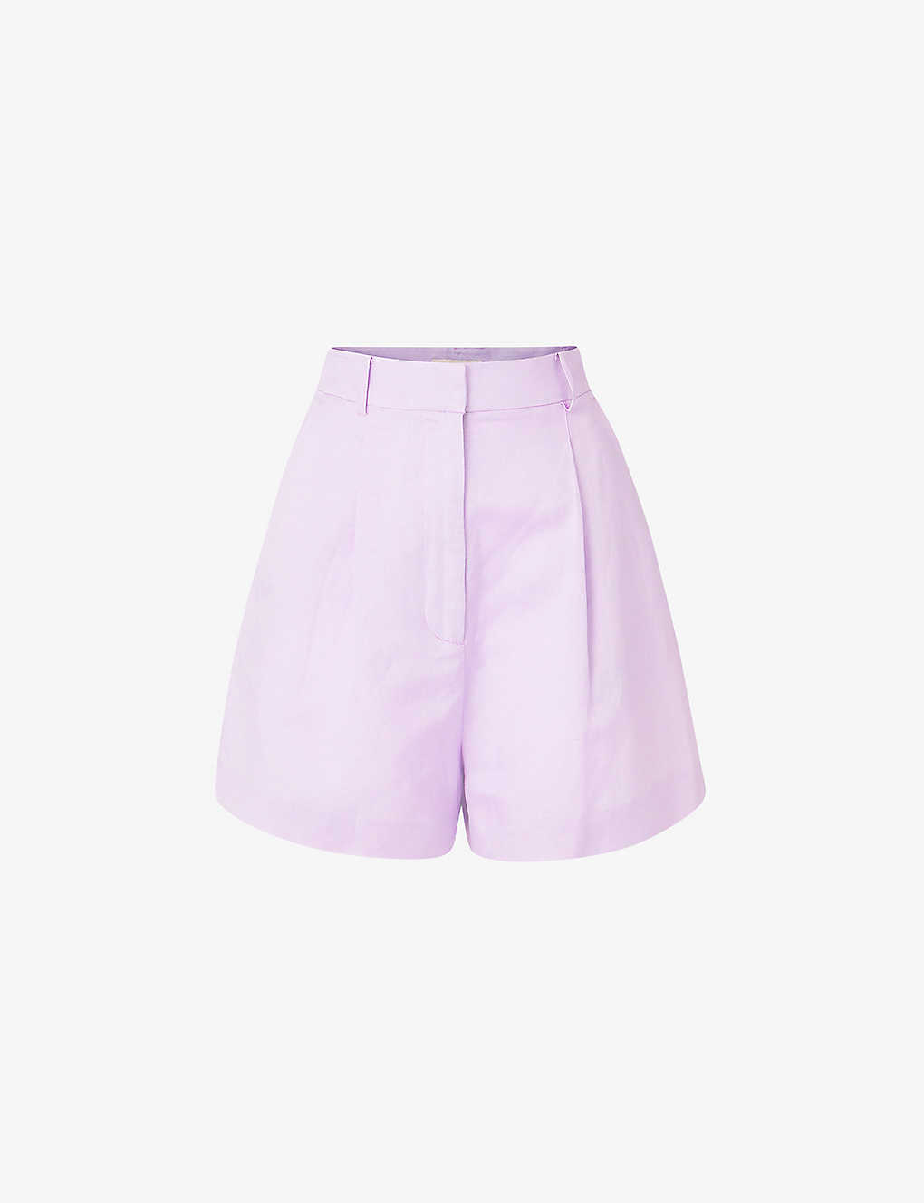 By Malina Womens Violet Edita High-rise Linen-blend Shorts