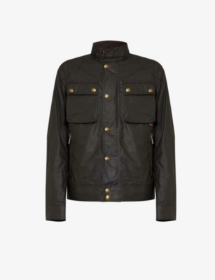 BELSTAFF: Racemaster stand-collar brand-patch waxed-cotton jacket