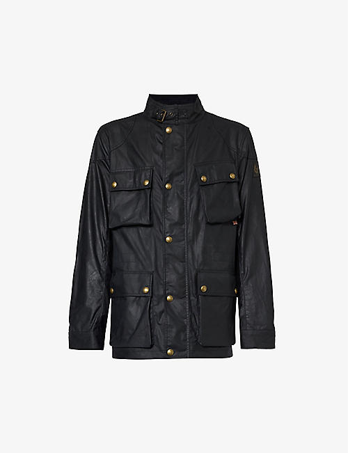 BELSTAFF: Fieldmaster stand-collar brand-patch waxed-cotton jacket