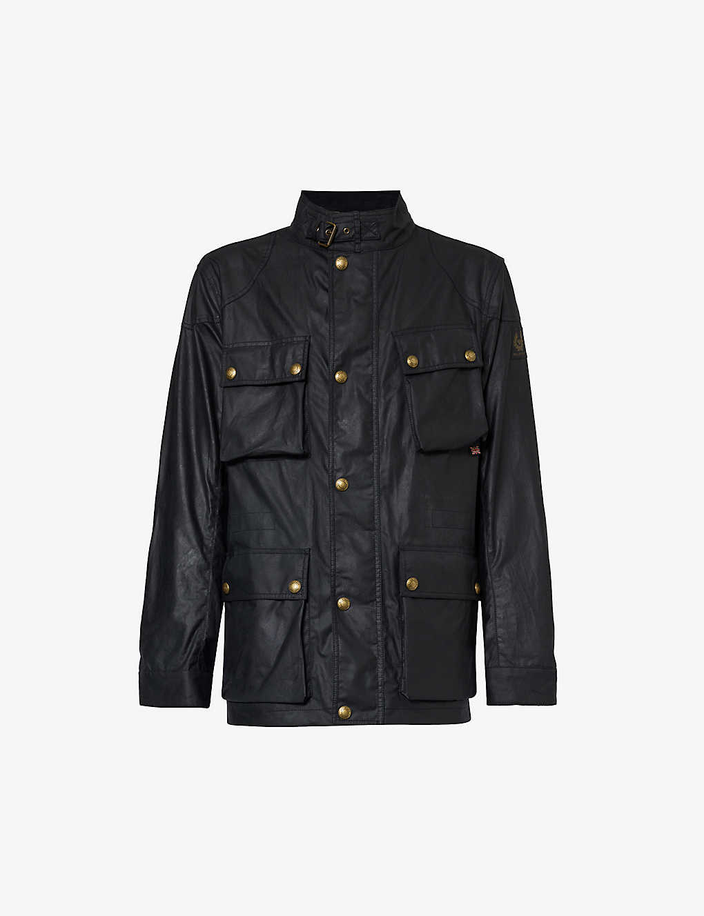 Belstaff Mens Dark Navy Fieldmaster Stand-collar Brand-patch Waxed-cotton Jacket