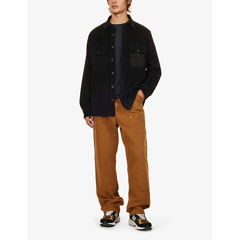 Shop Belstaff Men's Black Fallgate Flap-pocket Corduroy-textured Cotton Shirt