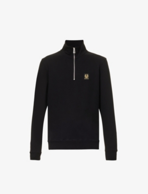 Belstaff Quarter Zip Sweatshirt Black In Black