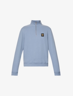 Belstaff Quarter Zip Sweatshirt In Blue Flint