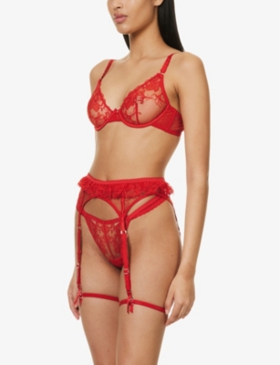 Shop Lounge Underwear Womens Red Danielle Lace Two-piece Set