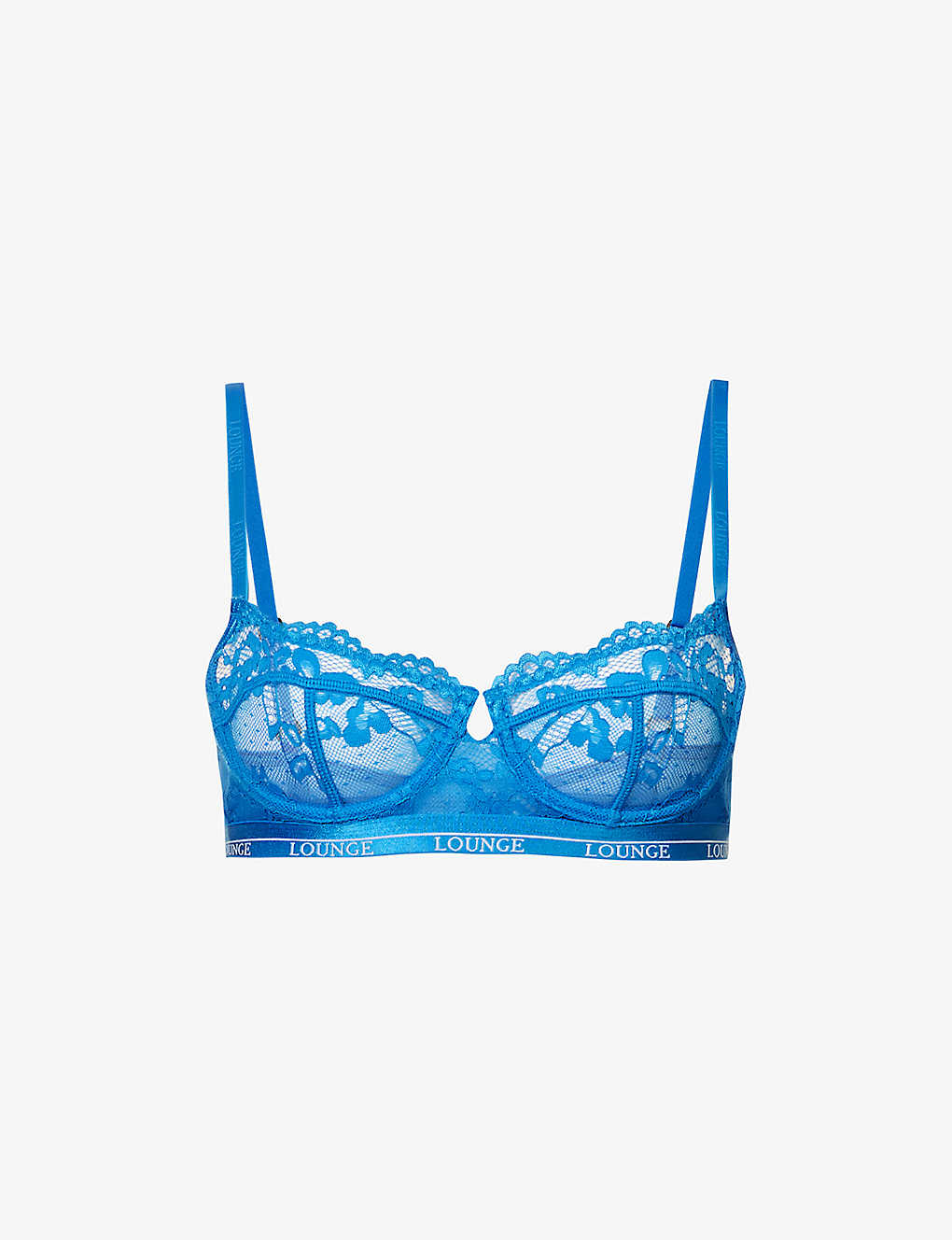 Lounge Underwear Womens Cobalt Blue Blossom Stretch-lace Balconette Bra