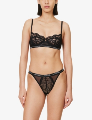 Lounge Underwear Womens Black Blossom Stretch-lace Balconette Bra In Black