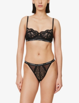 Shop Lounge Underwear Women's Black Blossom Stretch-lace Balconette Bra