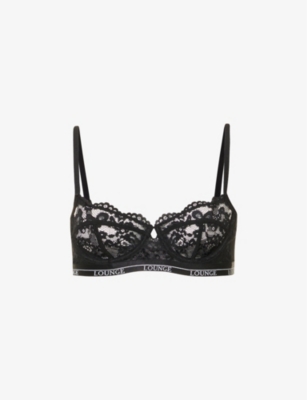 Lounge Underwear Womens Black Blossom Stretch-lace Balconette Bra