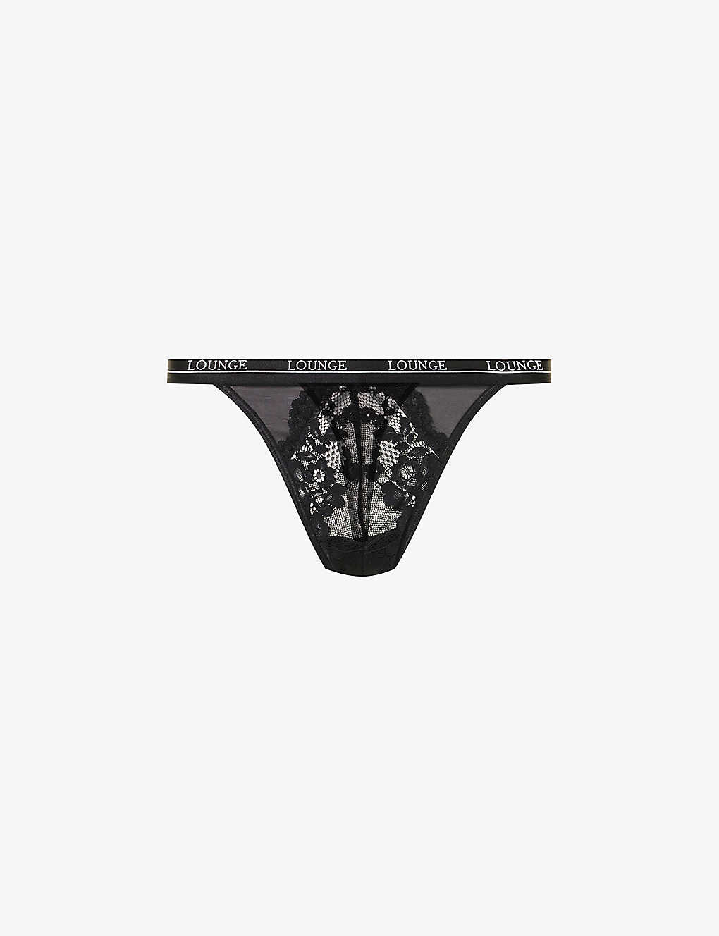 Lounge Underwear Womens Black Blossom High-rise Stretch-lace Thong
