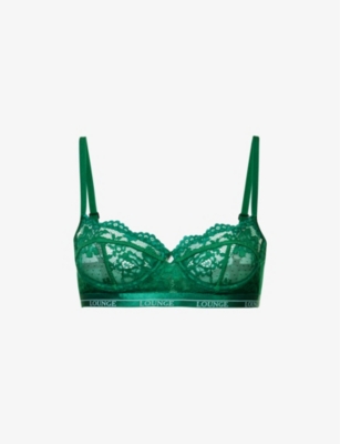 Lounge Underwear Womens Emerald Blossom Floral-embroidered Stretch-lace Bra  In Green