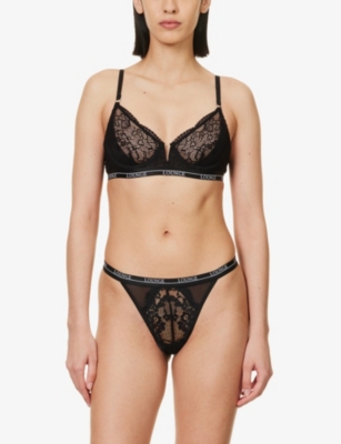 Lounge Underwear Womens Black Royal Balconette Recycled-polyamide-blend Bra In Black