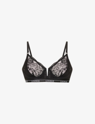 Lounge Underwear Womens Black Royal Balconette Recycled-polyamide-blend Bra In Black