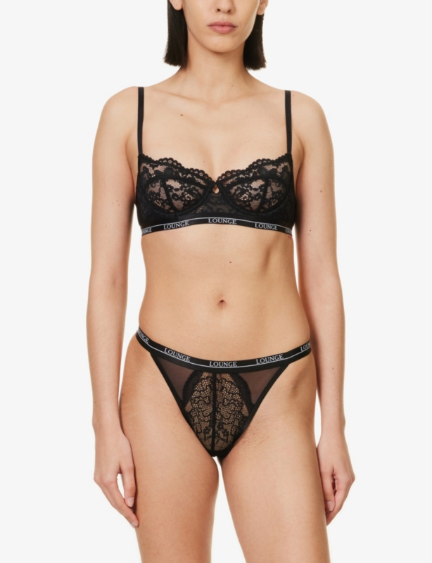 Royal high-rise stretch-polyamide blend thong