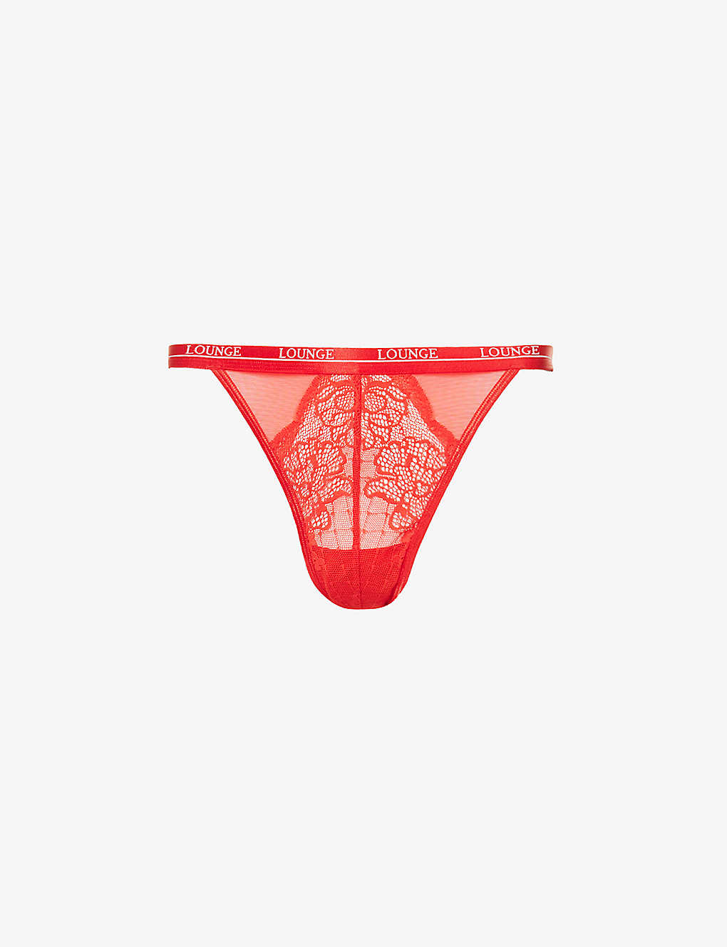 Lounge Underwear Womens Red Royal High-rise Floral-lace Stretch Recycled-polyamide-blend Thong