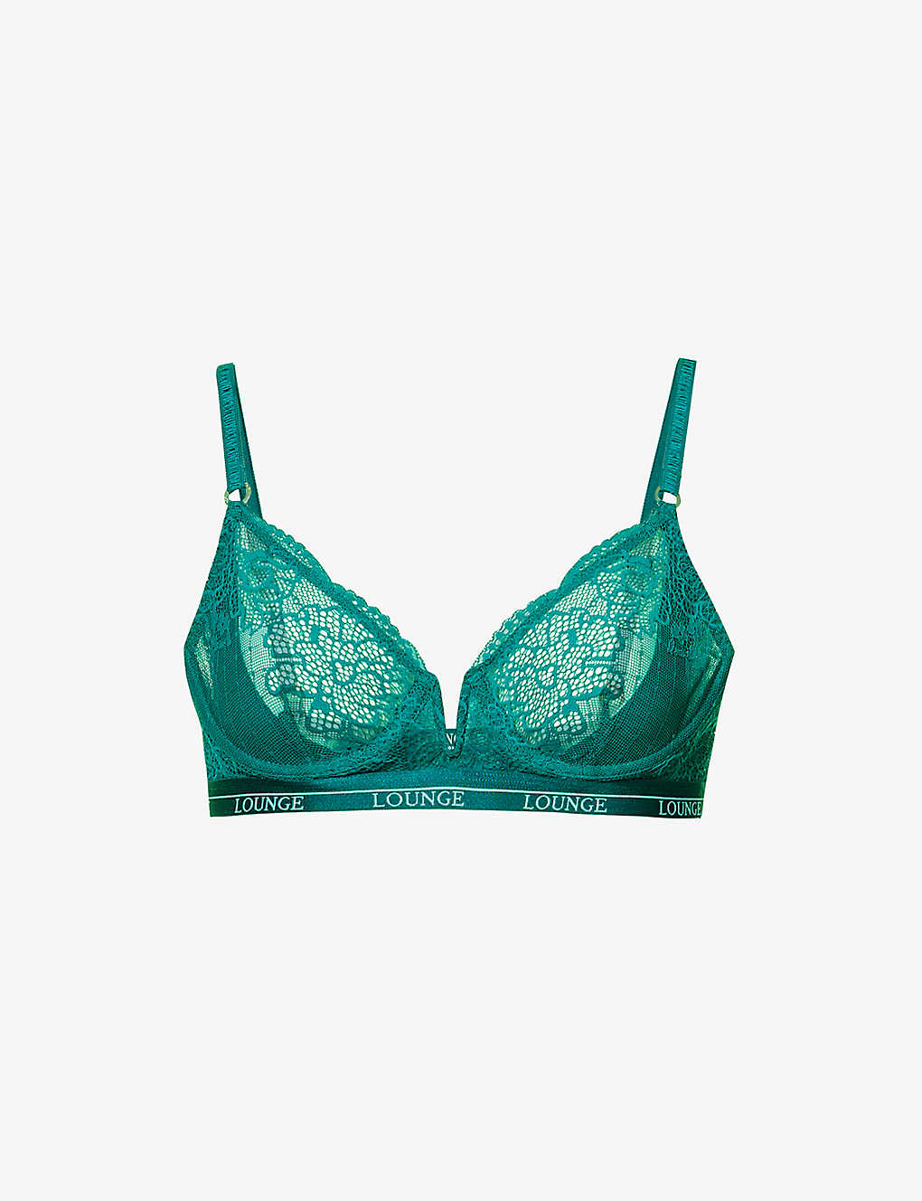 Lounge Underwear Womens Turquoise Royal Floral-lace Recycled-polyamide-blend Balconette Bra