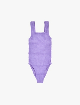 HUNZA G: Alva bow-embellished one-piece swimsuit 7-12 years