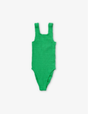 HUNZA G: Crinkled-texture swimsuit 7-12 years