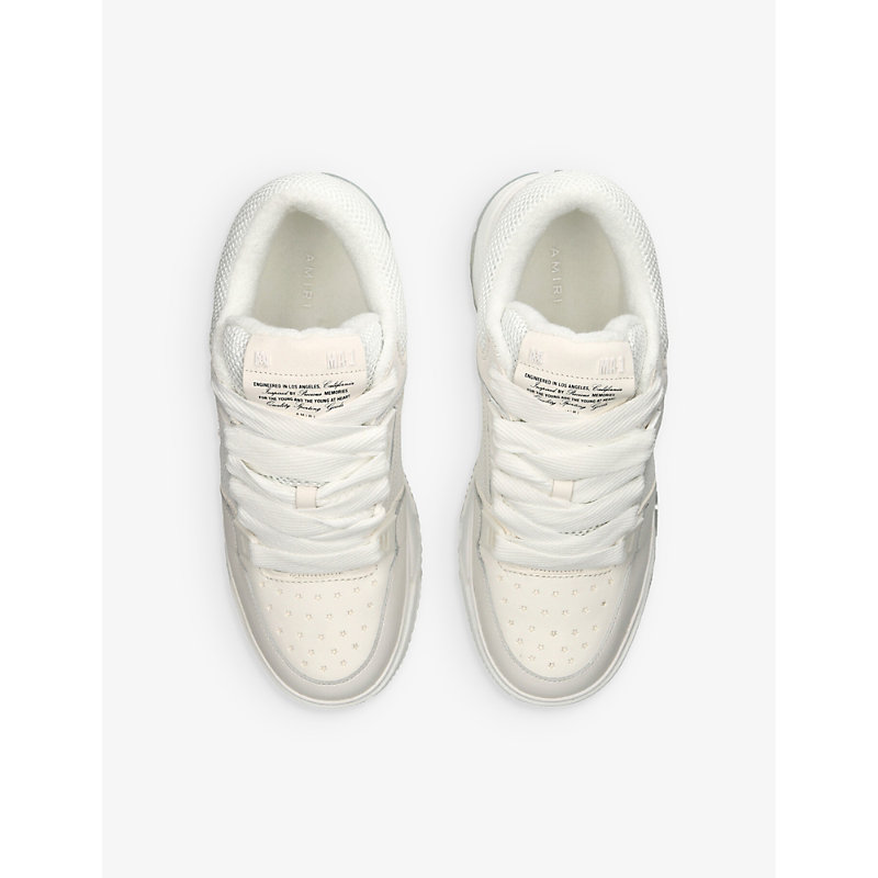 Shop Amiri Men's White Ma-1 Leather And Mesh Low-top Trainers