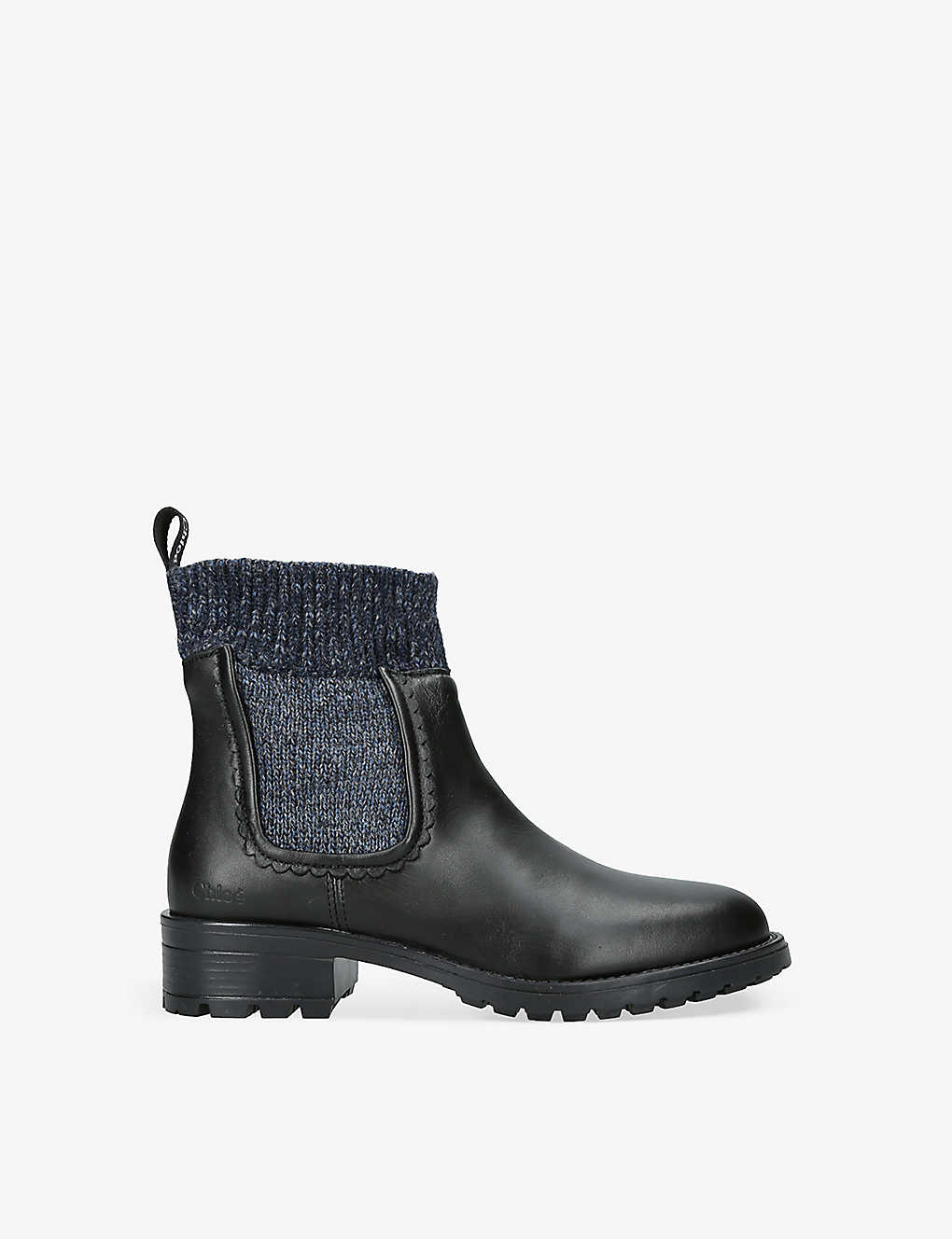 Chloé Kids' Sock-style Leather Chelsea Boots 6-9 Years In Black