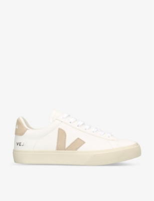 VEJA: Campo V-logo leather low-top trainers