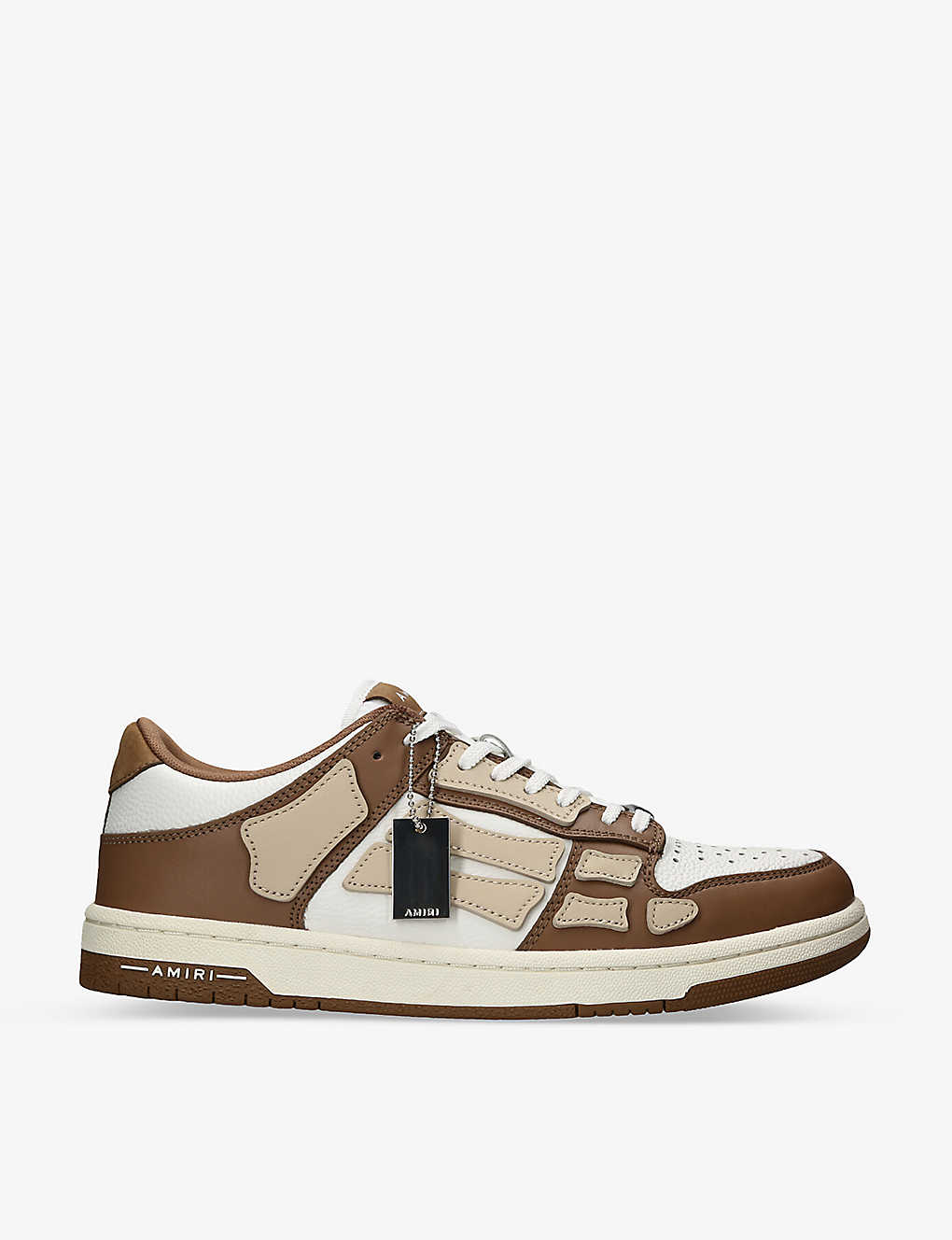 Shop Amiri Skel Panelled Leather Low-top Trainers In Brown/oth
