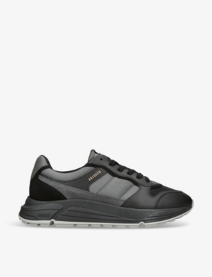 Axel Arigato Rush Leather And Woven Trainers In Black/comb