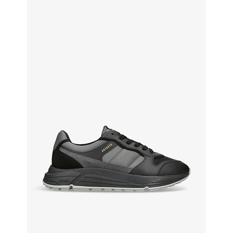 Axel Arigato Rush Leather And Woven Trainers In Black/comb