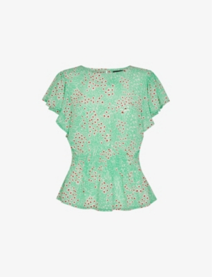Whistles Womens Multi-coloured Daisy Meadow Frill-sleeve Woven Top In Multi-coloured