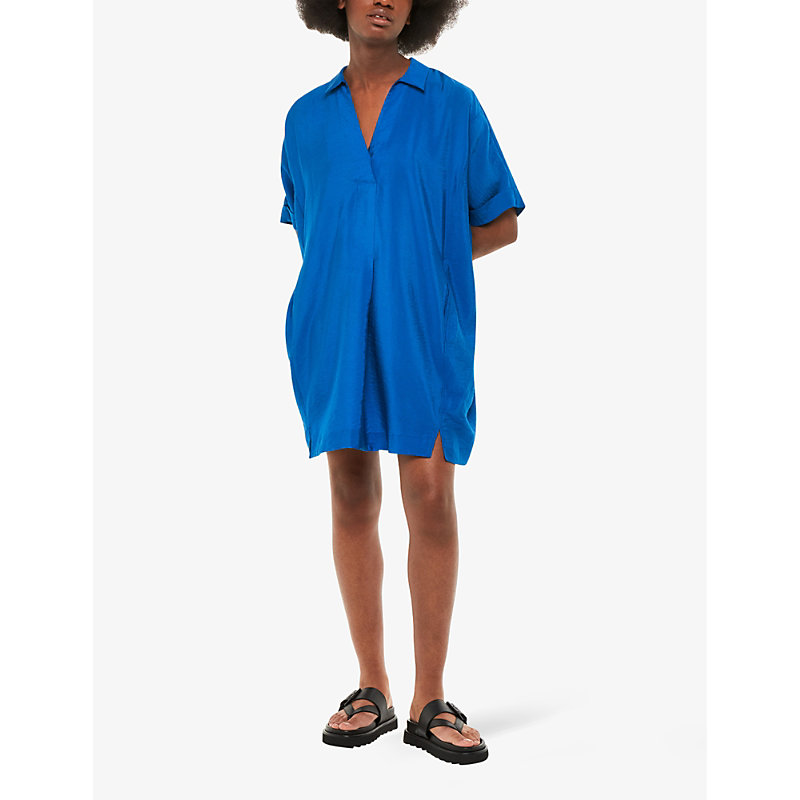 Shop Whistles Women's Blue Melanie V-neck Woven Mini Dress