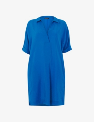 Shop Whistles Women's Blue Melanie V-neck Woven Mini Dress
