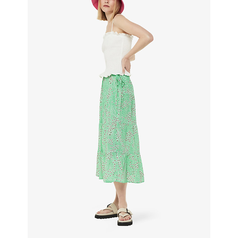 Shop Whistles Women's Multi-coloured Daisy Meadow Floral-print Woven Midi Skirt