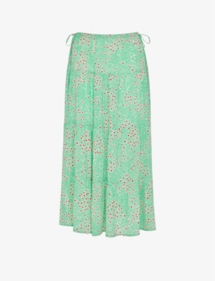 Whistles Womens Multi-coloured Daisy Meadow Floral-print Woven Midi Skirt In Green/multi