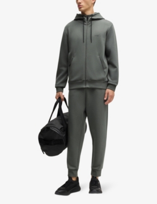 BOSS: Logo-embroidered zip-up cotton-jersey hoody