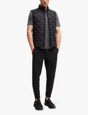 Hugo Boss Boss Mens Dark Beige Contrast-logo Print Regular-fit Stretch-cotton T-shirt In Dark Beige