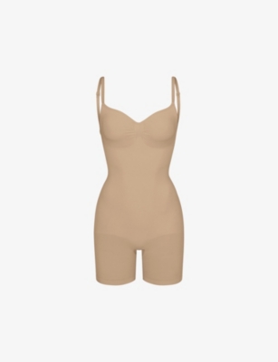 Skims Womens Clay Seamless Sculpt Slim-fit Stretch-woven Bodysuit In Clay