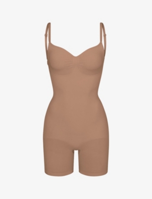 Shop Skims Women's Sien Seamless Sculpt Slim-fit Stretch-woven Bodysuit In Sienna