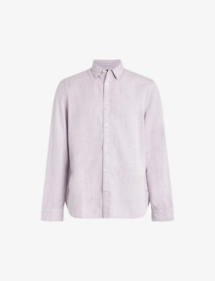 Allsaints Mens Smokey Lilac Laguna Tonal-stitch Regular-fit Woven Shirt